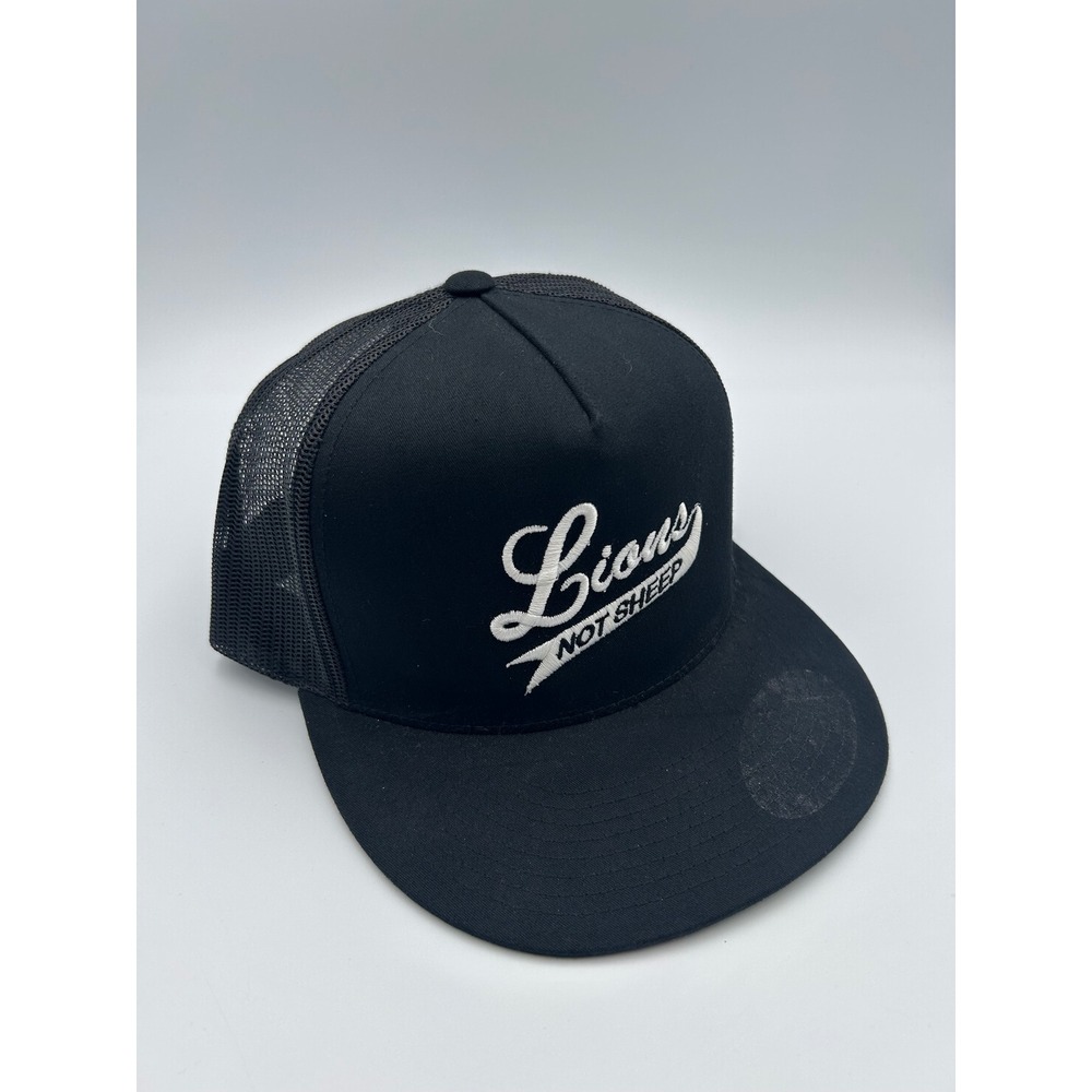 Lions Not Sheep Trucker Hat Black Mesh Snapback Flat Brim Baseball Cap